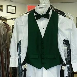 Hunter Green Childs backless vest and tie set XS